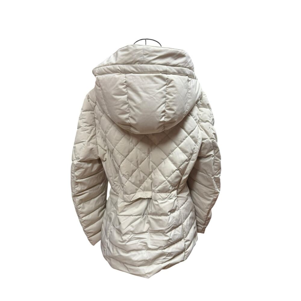 Karl Lagerfeld Cream Quilted Hooded Puffer Jacket Large - Picture 7 of 9